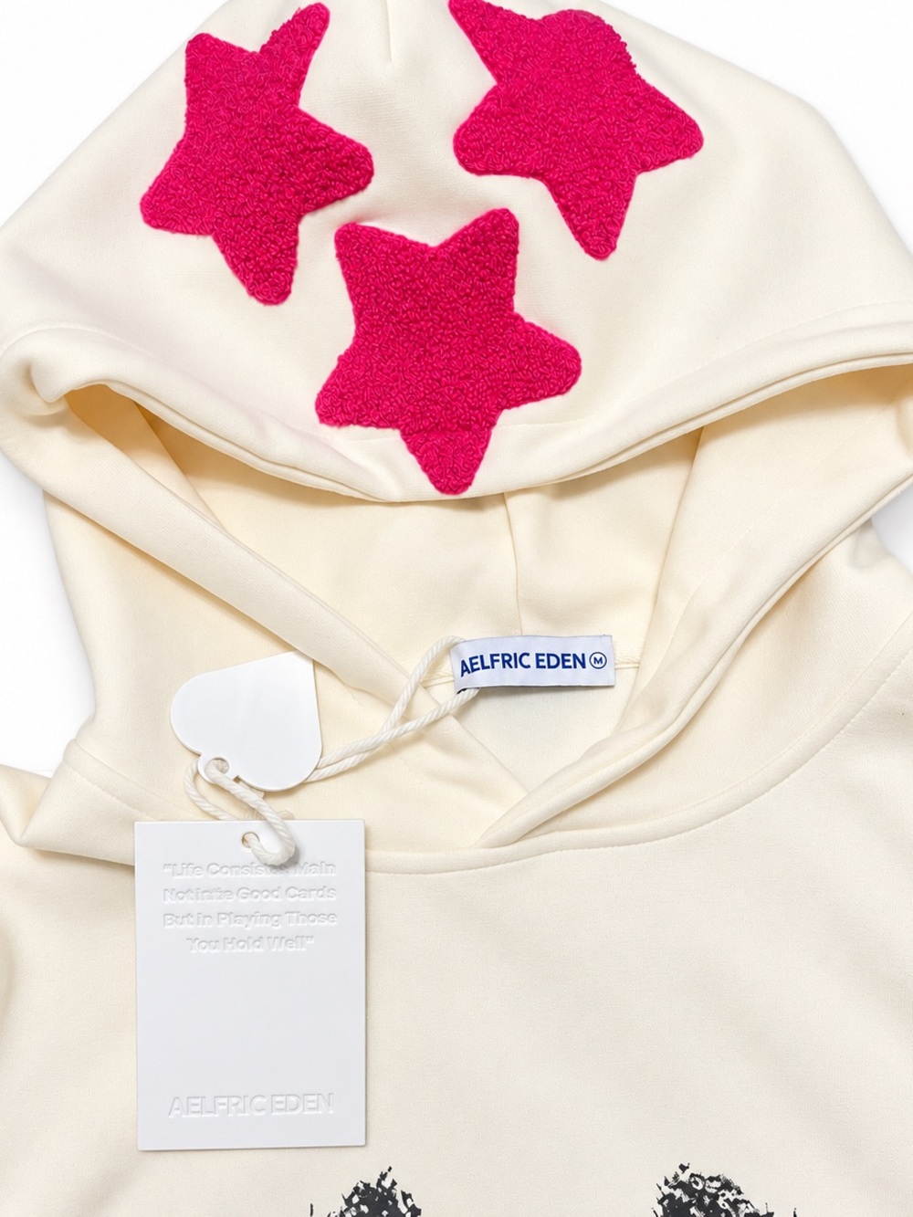 Aelfric Eden Cream Hoodie with Black Dog Graphic and Pink Star Details - Picture 6 of 6
